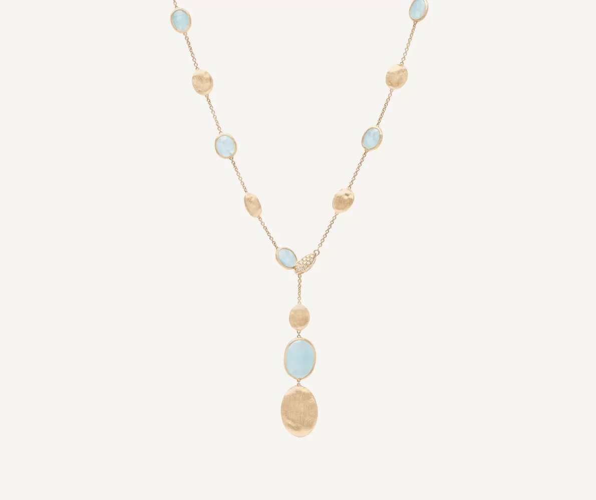 Marco Bicego 18Kt Yellow Gold Lariat Necklace With Aquamarines And Diamonds | Necklaces