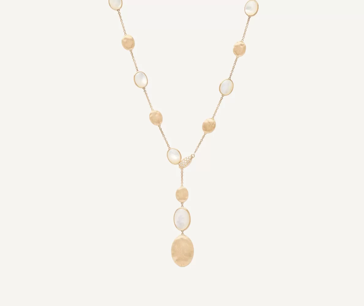 Marco Bicego 18Kt Yellow Gold Lariat Necklace With Mother-Of-Pearl And Diamonds | Necklaces