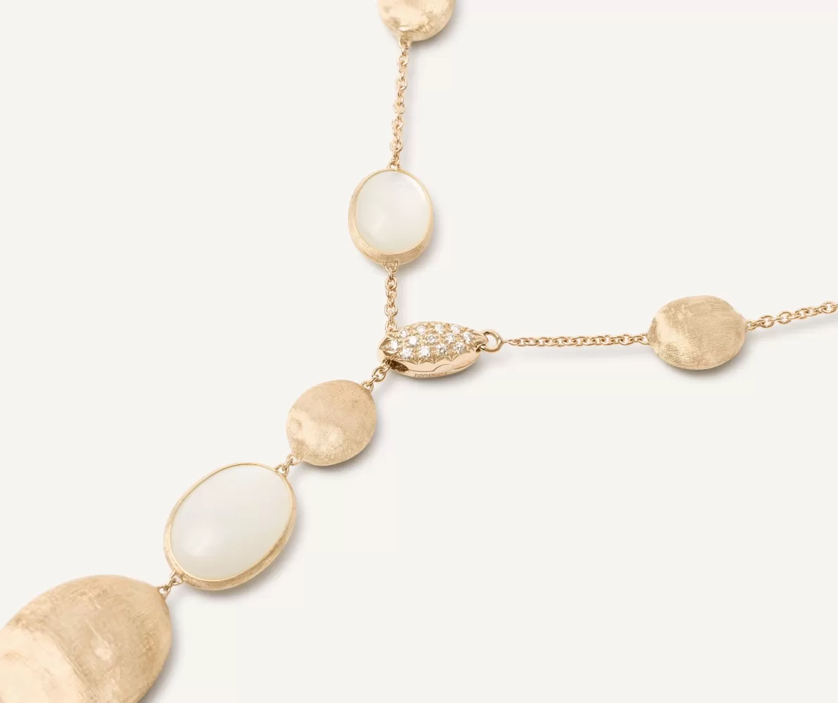 Marco Bicego 18Kt Yellow Gold Lariat Necklace With Mother-Of-Pearl And Diamonds | Necklaces