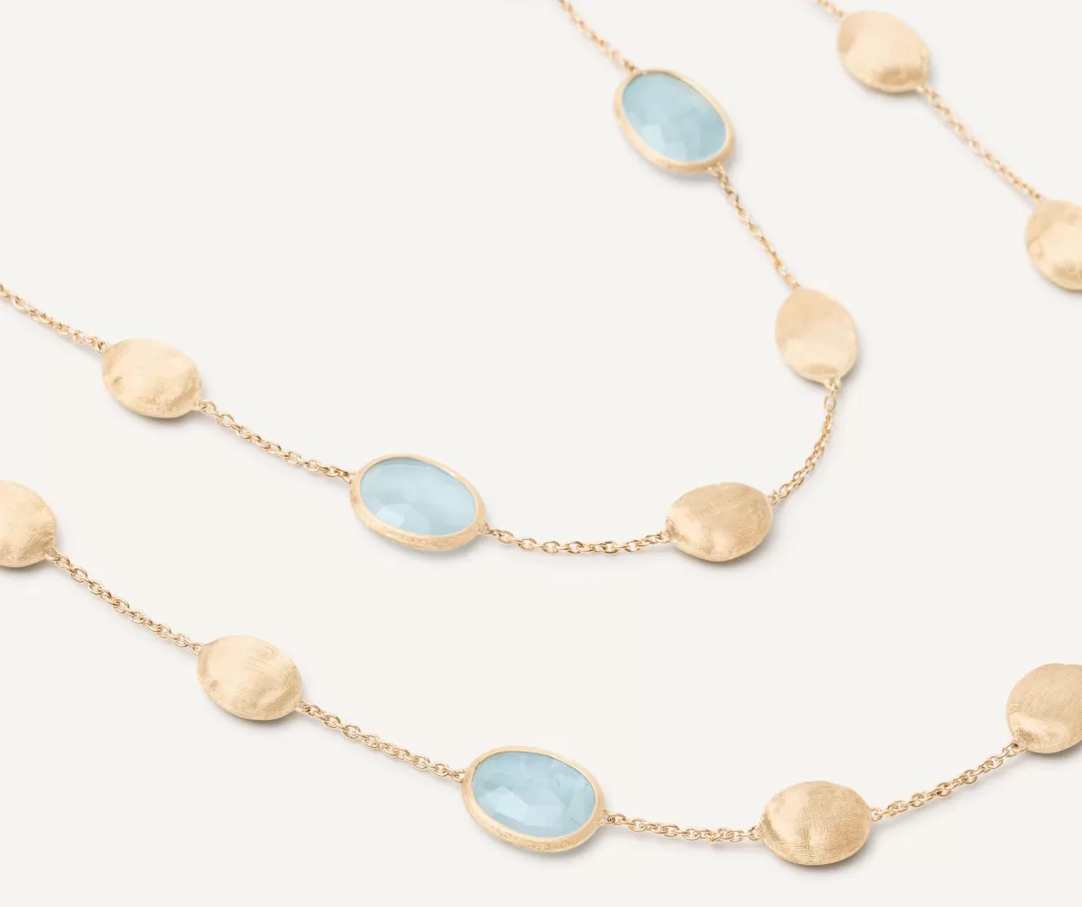 Marco Bicego 18Kt Yellow Gold Long Necklace With Aquamarines And Diamonds | Necklaces