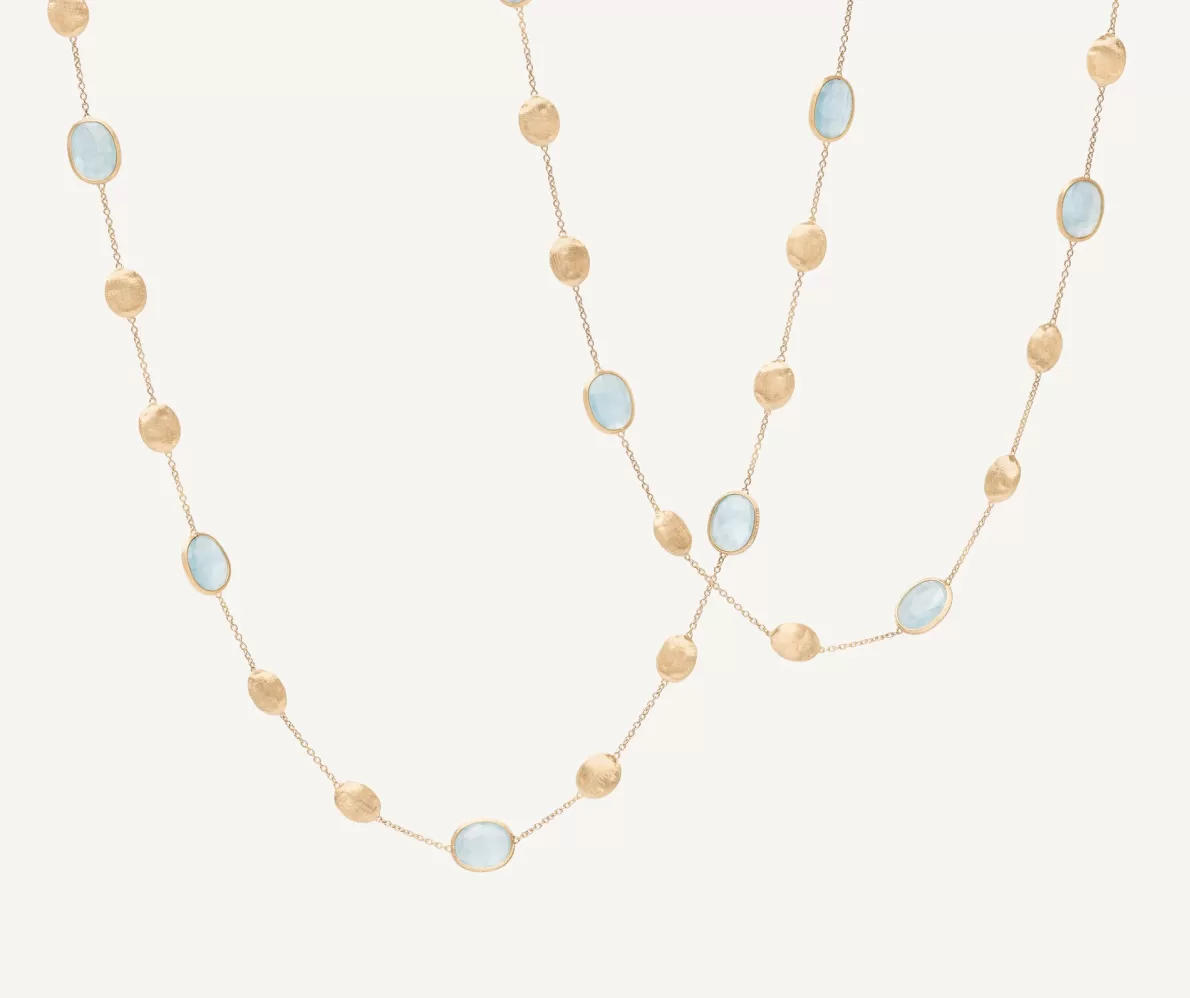 Marco Bicego 18Kt Yellow Gold Long Necklace With Aquamarines And Diamonds | Necklaces