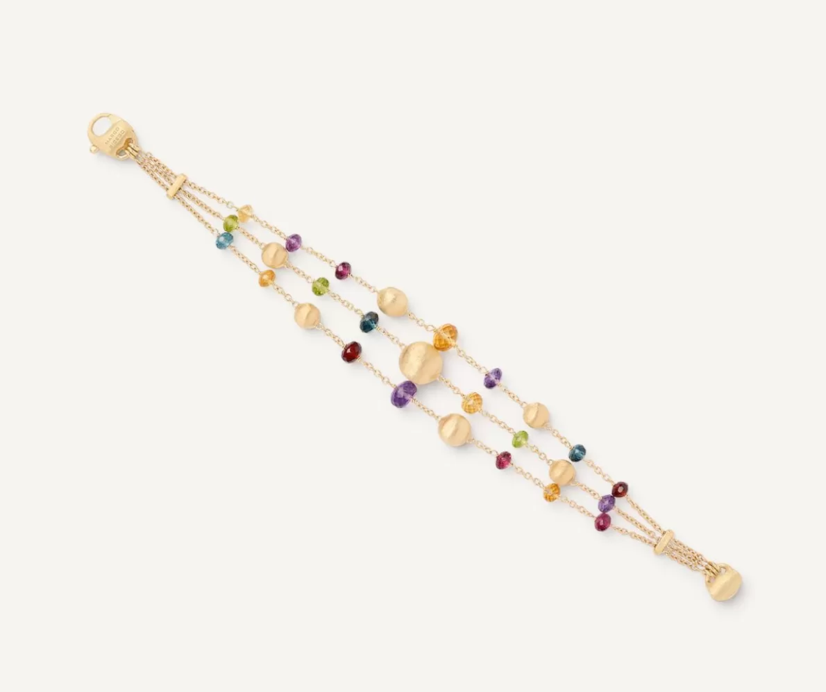 Marco Bicego 18Kt Yellow Gold Mixed Gemstone Three-Strand Bracelet | Bracelets