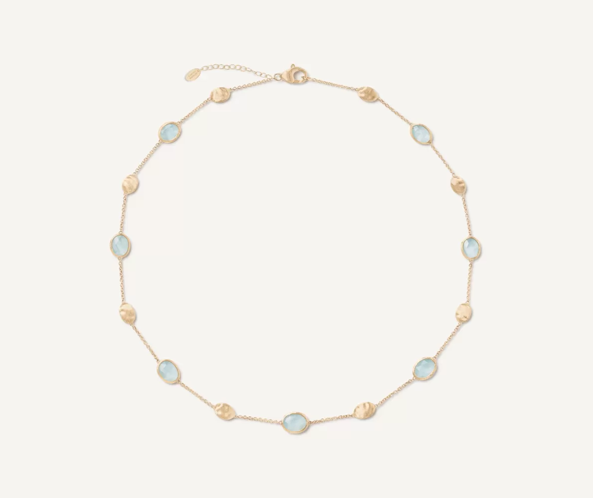 Marco Bicego 18Kt Yellow Gold Necklace With Oval Elements And Aquamarine | Necklaces