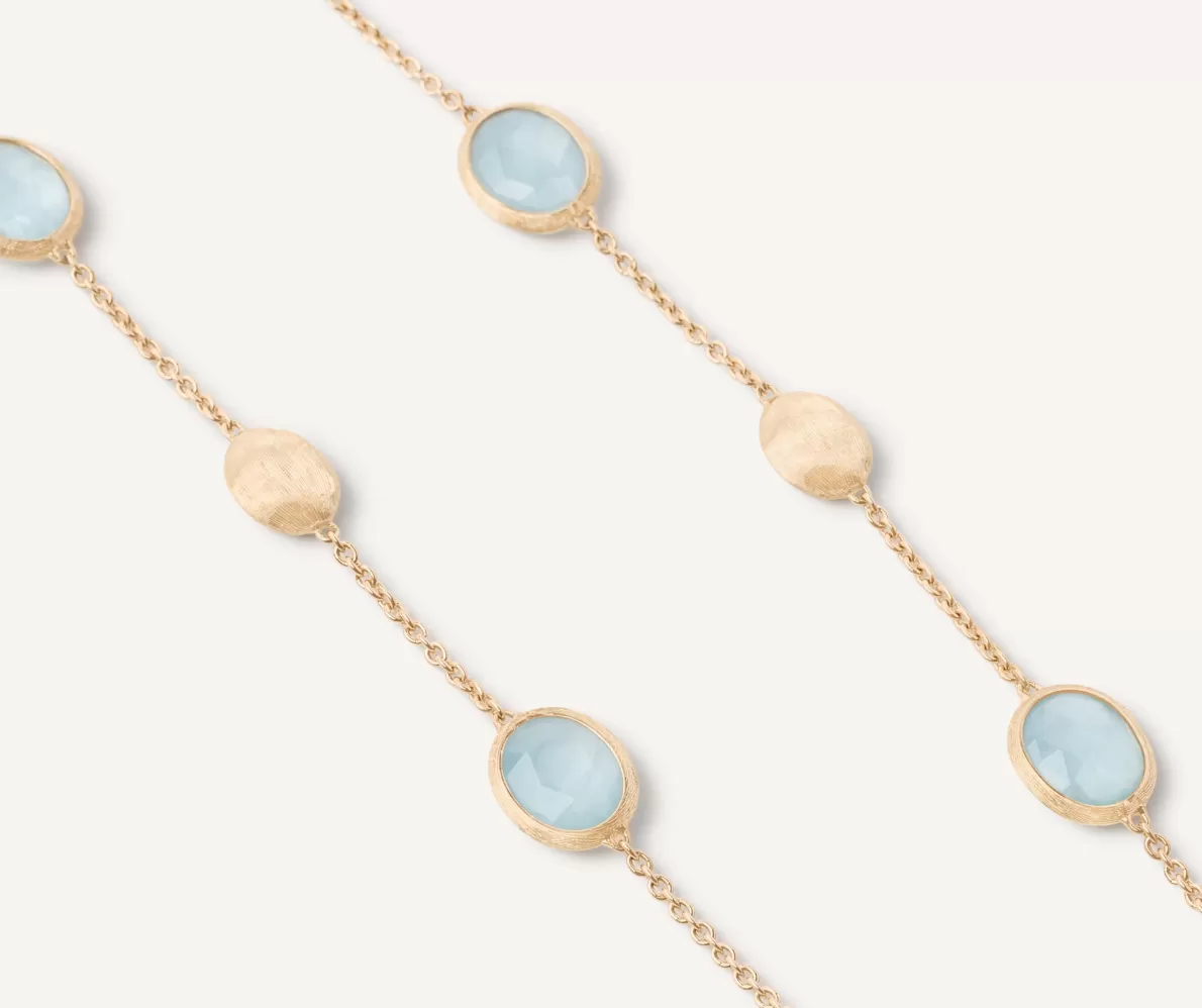 Marco Bicego 18Kt Yellow Gold Necklace With Oval Elements And Aquamarine | Necklaces