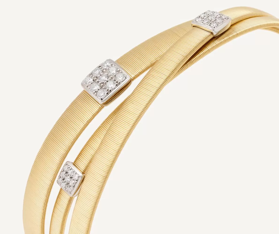 Marco Bicego 18Kt Yellow Gold Three-Strand Bracelet With Diamond Pave | Bracelets