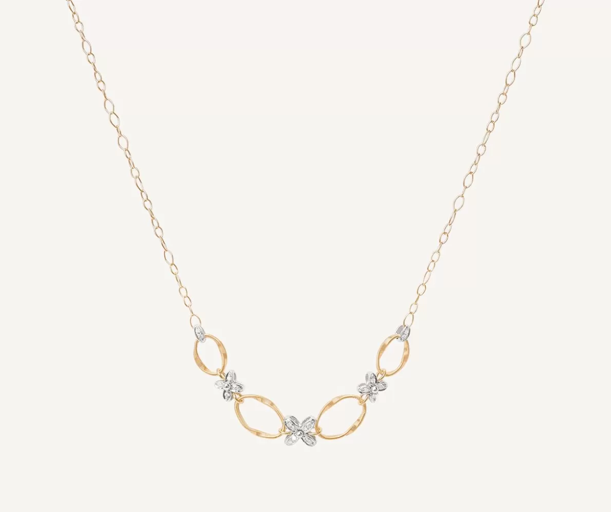 Marco Bicego Gold Chain Necklace With Floral Diamond Elements | Necklaces