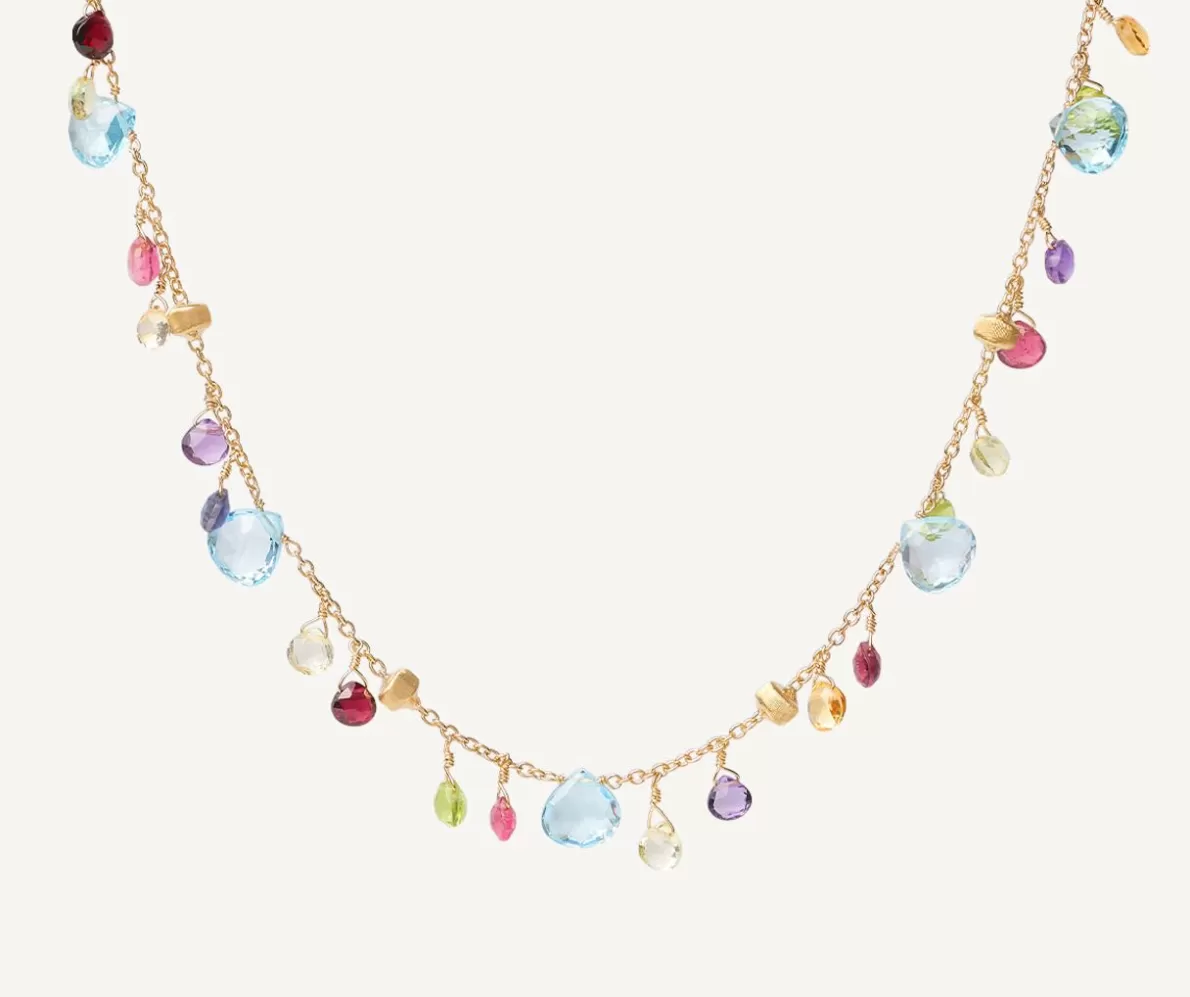 Marco Bicego Gold Chain Necklace With Multicoloured Gemstones | Necklaces