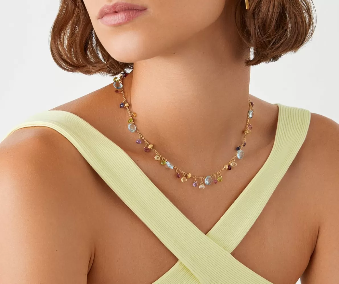 Marco Bicego Gold Chain Necklace With Multicoloured Gemstones | Necklaces