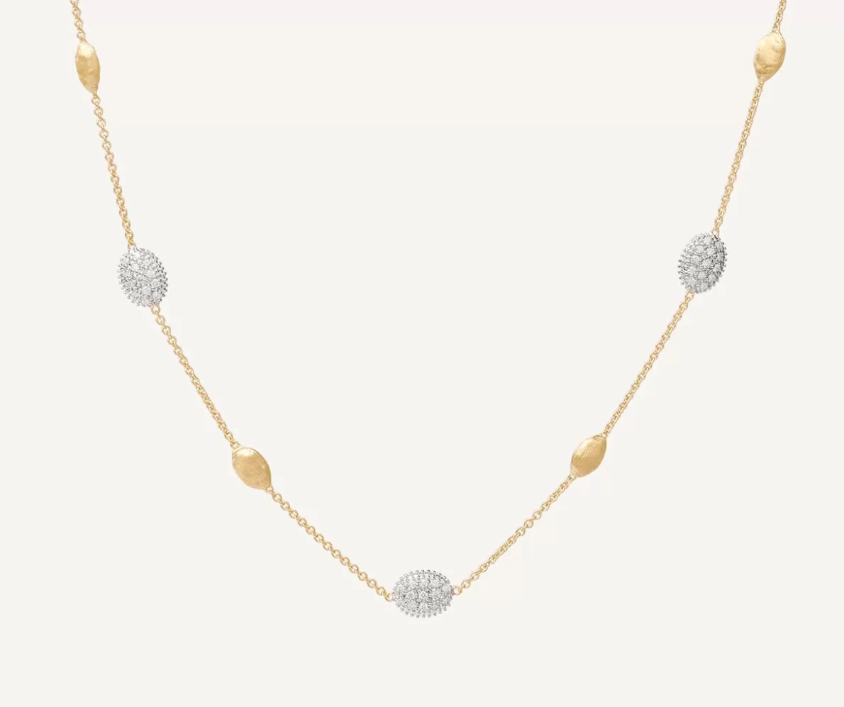 Marco Bicego Gold Necklace With Oval Elements And Diamonds | Necklaces