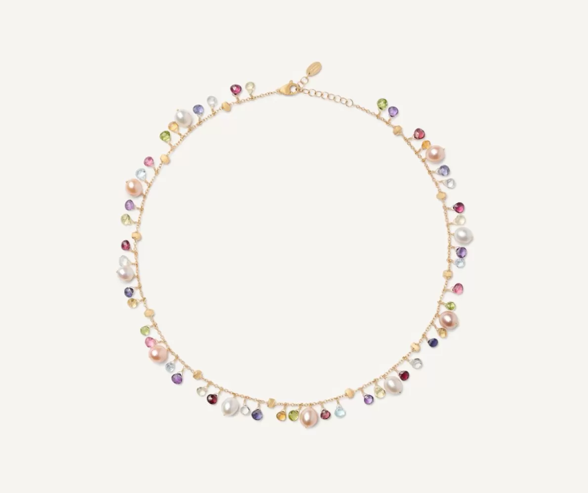 Marco Bicego Gold Necklace With Pearls And Multicoloured Gemstones | Necklaces