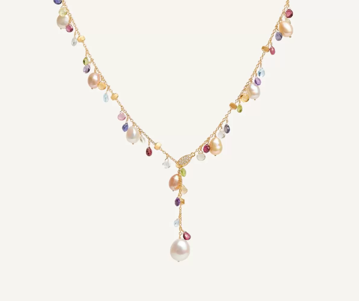 Marco Bicego Pearls And Mixed Gemstone 18Kt Yellow Gold Lariat Necklace | Necklaces