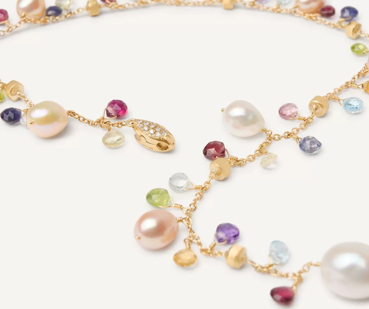 Marco Bicego Pearls And Mixed Gemstone 18Kt Yellow Gold Lariat Necklace | Necklaces