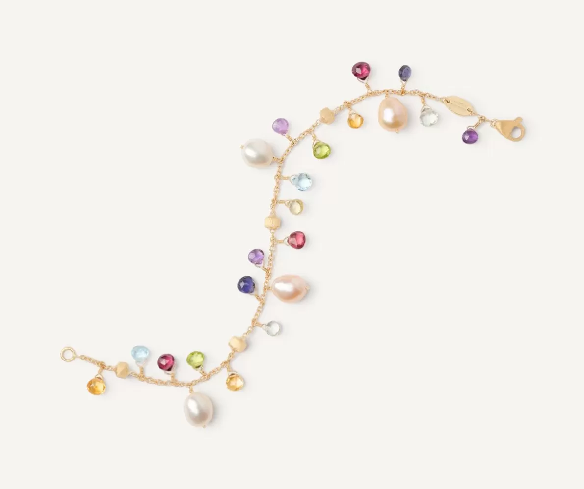 Marco Bicego Pearls And Multicoloured Gemstone Single-Strand 18Kt Yellow Gold Bracelet | Bracelets