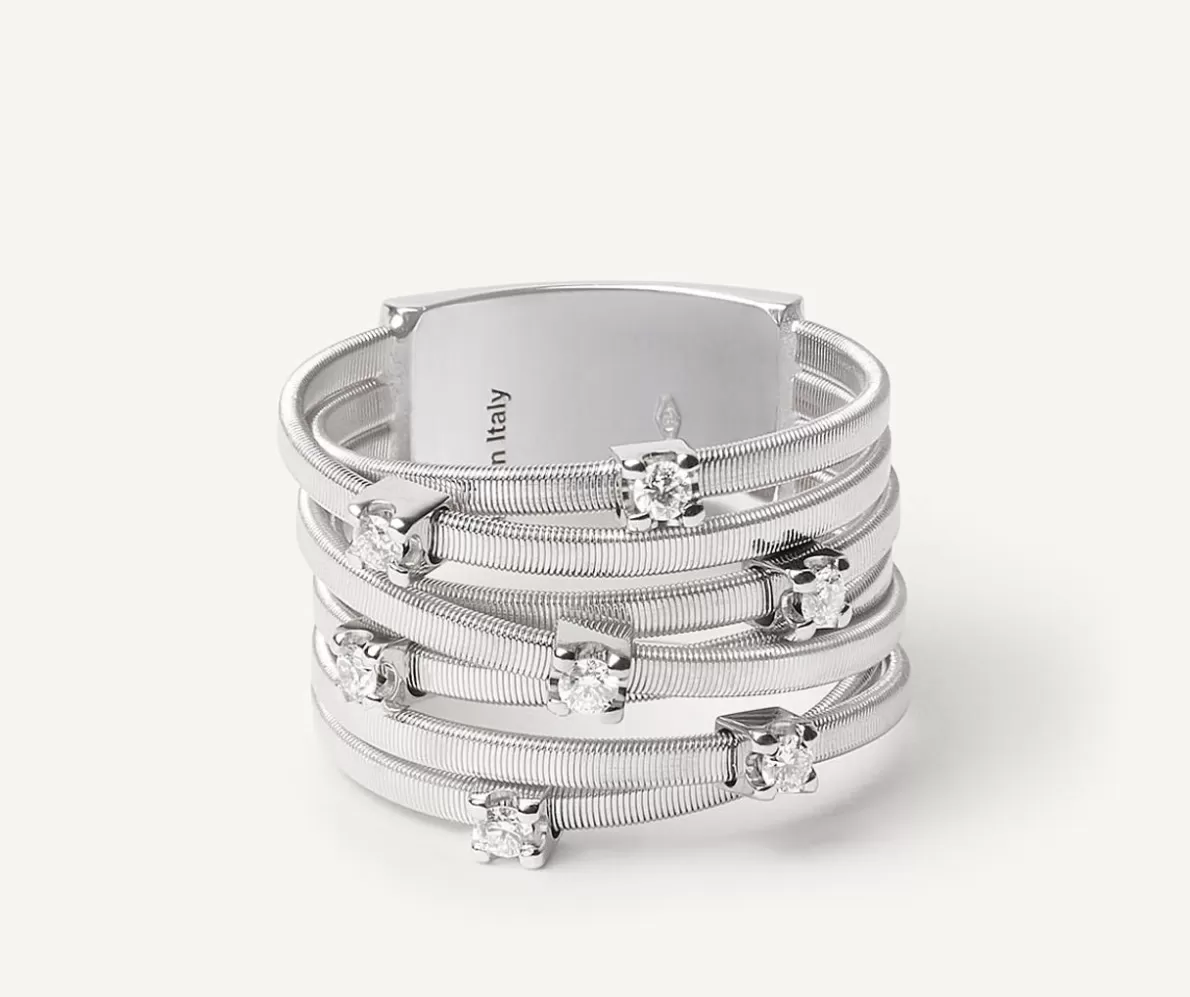 Marco Bicego Seven-Band White Gold Ring With Prong-Set Diamonds | Rings