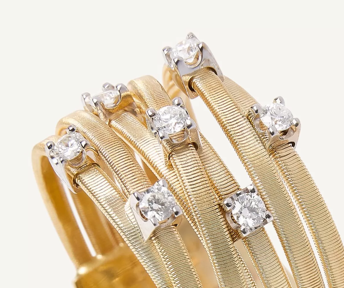 Marco Bicego Seven-Band Yellow Gold Ring With Prong-Set Diamonds | Rings